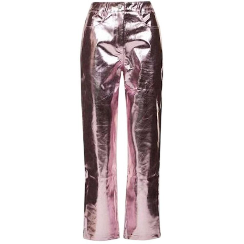 AmyLynn Womens/Ladies Lupe Metallic Straight Pants / Pink